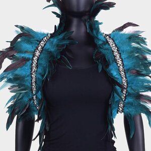Women's Feathers Blue Shawl Scarf